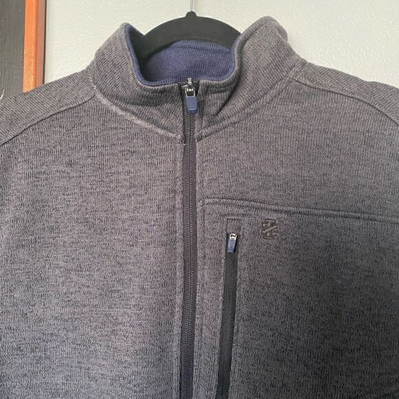 Izod Mens sleeveless sweater vest full zipper gray size large - Picture 2 of 7